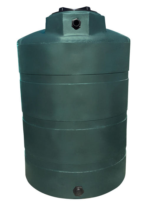 The Norwesco Vertical Green 500 Gallon tank is constructed from durable polyethylene resin, and includes a black cap on top along with a convenient bottom valve for easy access.